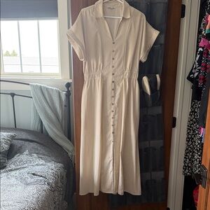 Baltic Born Cream Button-Up Midi Dress